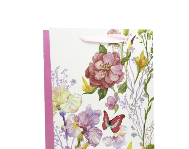  Пакет ламинированный вертикальный «Цветы и бабочки» в ассортименте, L 32 × 25 × 11 см