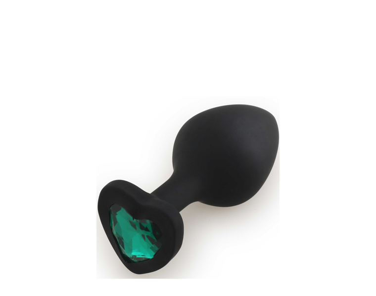  АНАЛЬНЫЙ СТИМУЛЯТОР Runyu Silicone Butt Plug Heart Shape Medium, черный/темно-зеленый