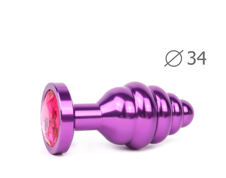  Втулка анальная VIOLET PLUG MEDIUM (фиолетовая), L 80 мм D 34 мм, вес 90г, цвет кристалла рубиновый